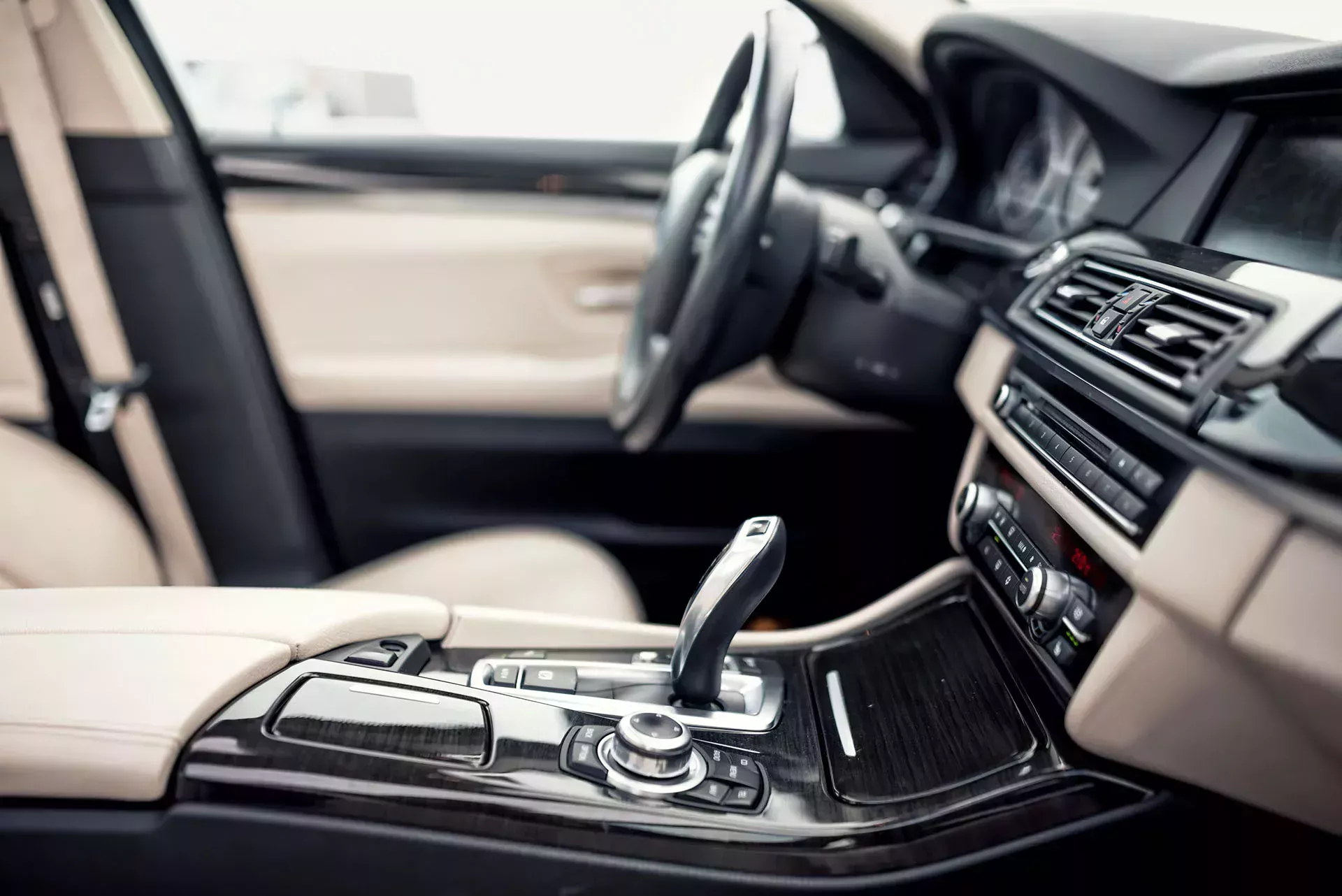 Centre console and interior of a car